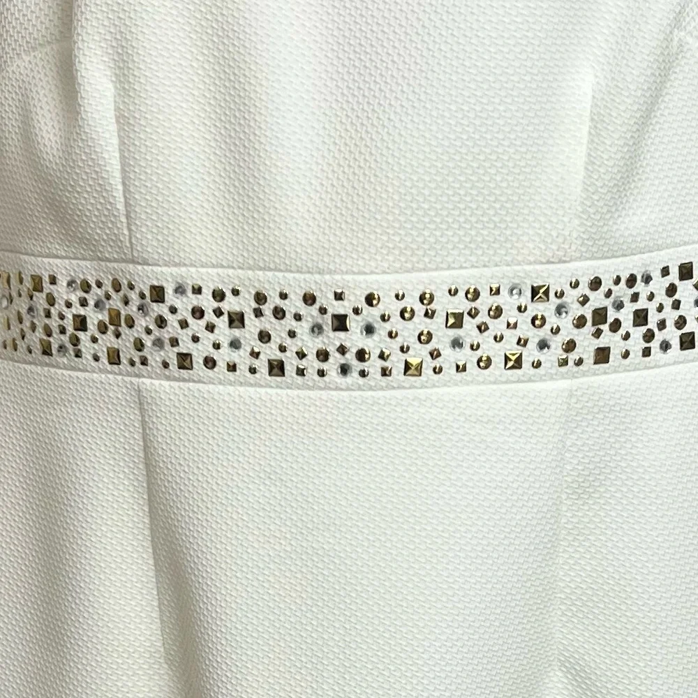 Kasper Sleeveless Studded Sheath Dress Size 6 Off-White - Picture 9 of 9